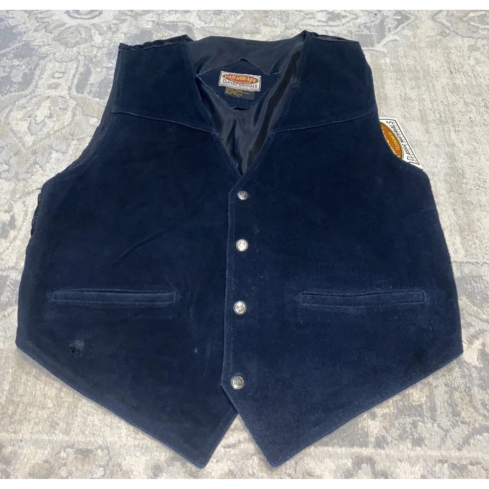 EXCLUSIVE PARAGRAFF Black Mens Vest Size Large‎ Suede Leather NEW WITH DEFECT